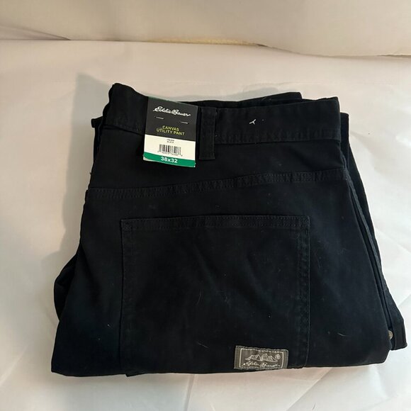 Eddie Bauer Men's Canvas Utility Work Pant Size 38X32 Black Straight Classic Fit - Picture 6 of 11
